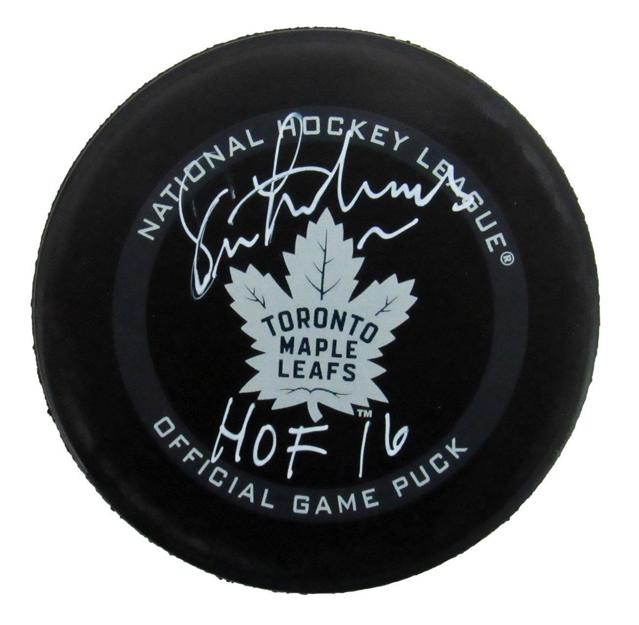 Eric Lindros Autographed Toronto Maple Leafs Game Hockey Puck JSA