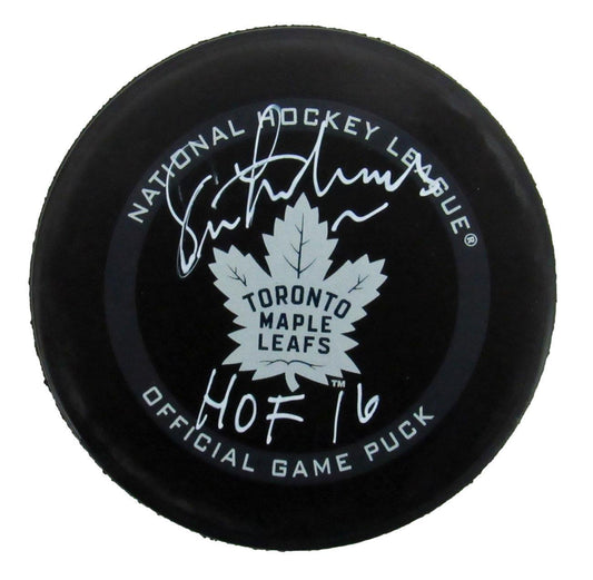 Eric Lindros Autographed Toronto Maple Leafs Game Hockey Puck JSA