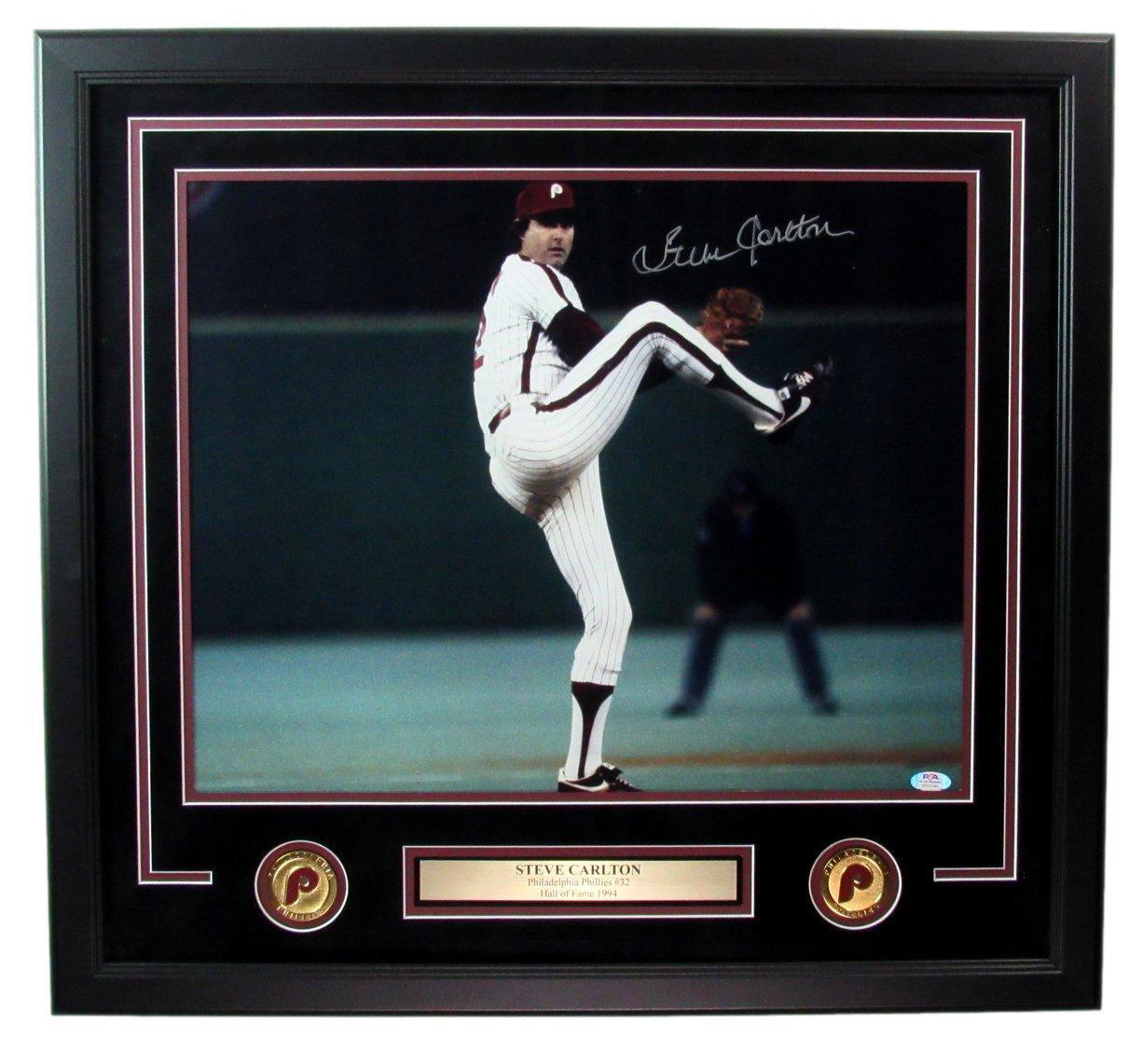 Steve Carlton HOF Autographed 16x20 Photo Phillies Framed PSA/DNA 178399