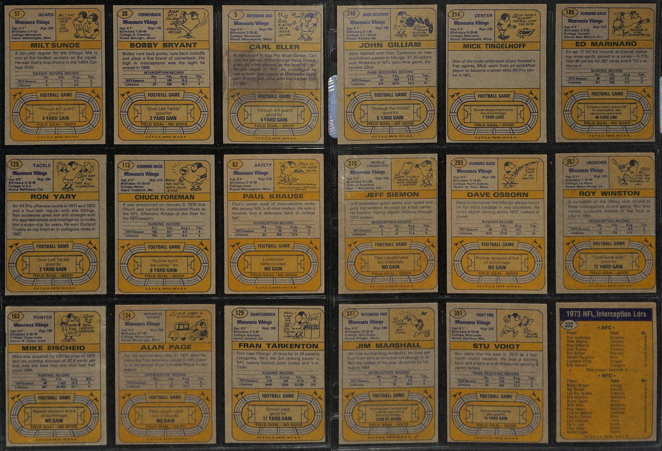 1974 TOPPS Football Minnesota Vikings Team Cards (23) 189264