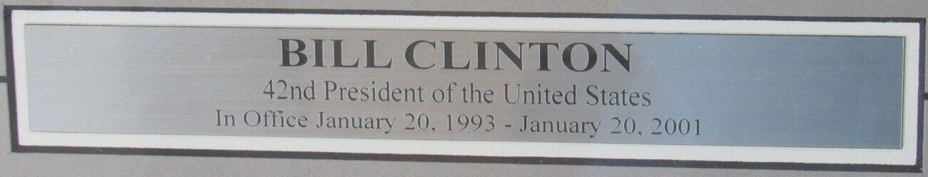 Bill Clinton US President Laser Signed 8x10 B/W Photo & Patch Framed 158113