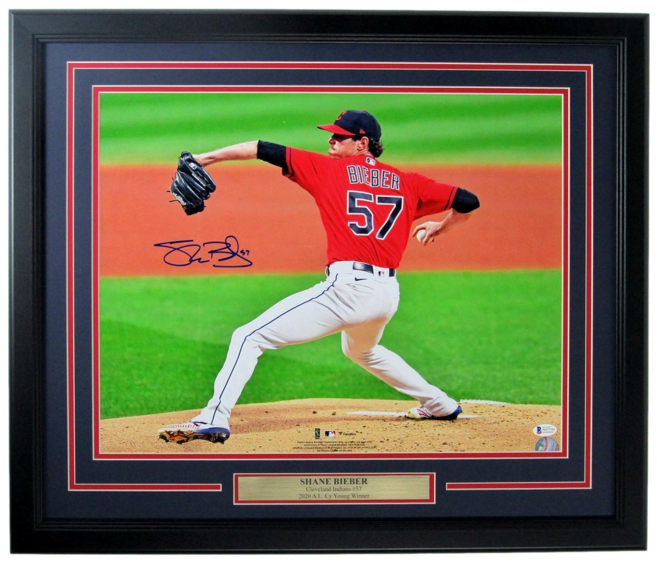 Shane Bieber Indians Signed/Autographed 16x20 Photo Framed Beckett 157171