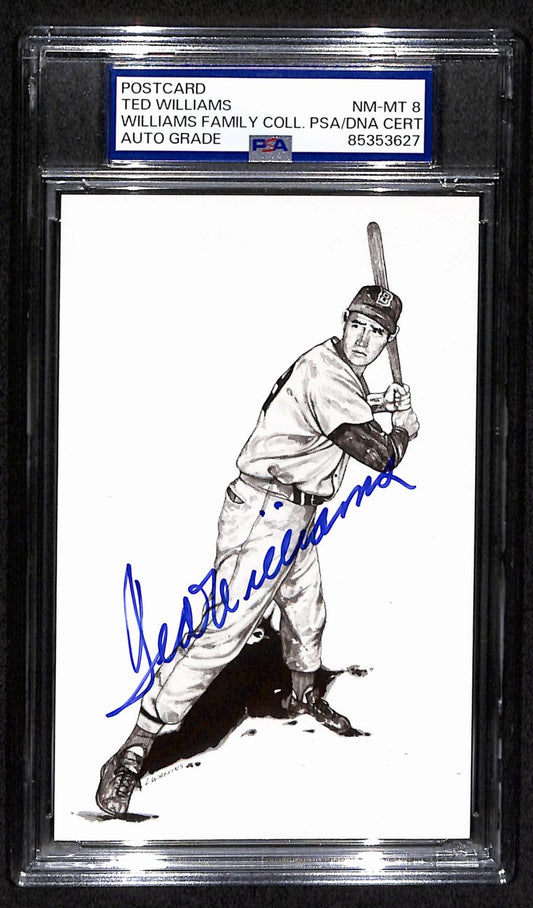 Ted Williams HOF Signed/Auto 5.5x3.5 Postcard Red Sox PSA/DNA NM-MT 8 193213