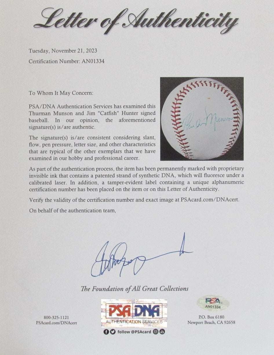 Thurman Munson OAL Yankees  Clean Auto/Signed Baseball PSA/DNA 185609