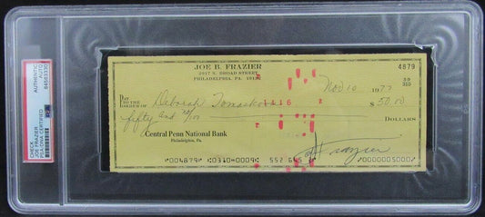 Joe Frazier Boxing Champ Signed/Autographed 1977 Bank Check PSA/DNA 167507