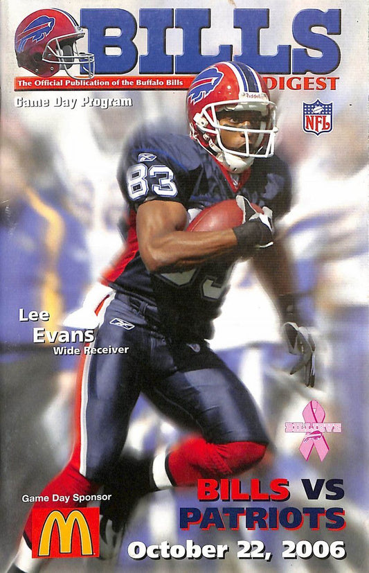 2006 10/22 Bills vs. Patriots Football NFL Game Program Tom Brady 178324