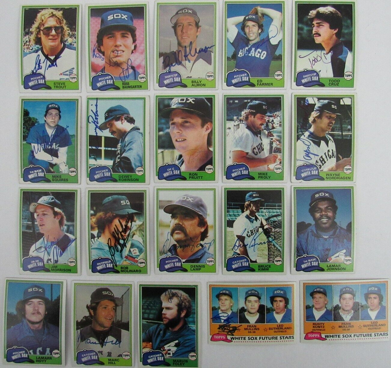 Lot of 20 Chicago White Sox Signed/Autographed 1981 TOPPS Trading Cards 165585