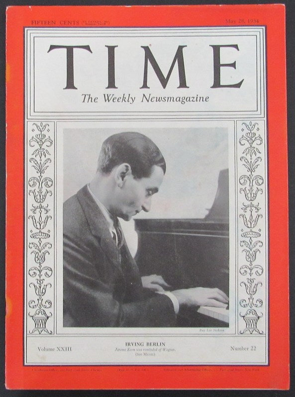 Time Magazine Vol XXIII No 22 May 28, 1934 Irving Berlin 183249