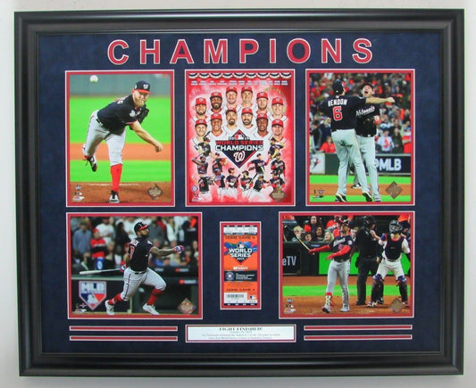 Nationals 2019 WS Champs Photo Collage with Replica Ticket Framed 147575