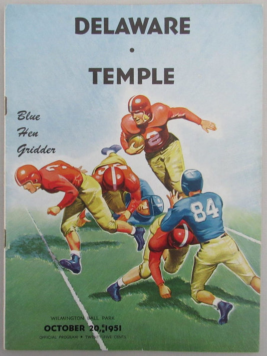 October 20, 1951 Delaware vs. Temple College Football Game Program 192977