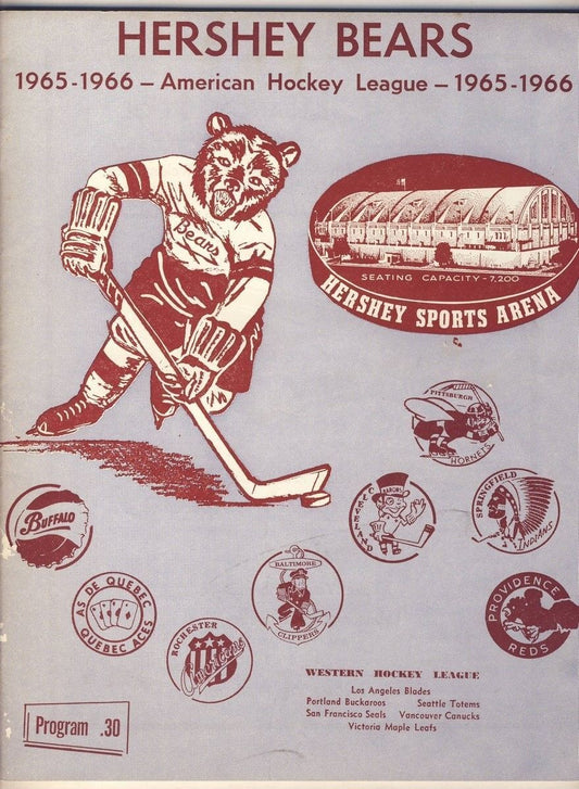 Hershey Bears 11/20 1965 Program vs. Clippers AHL 127969