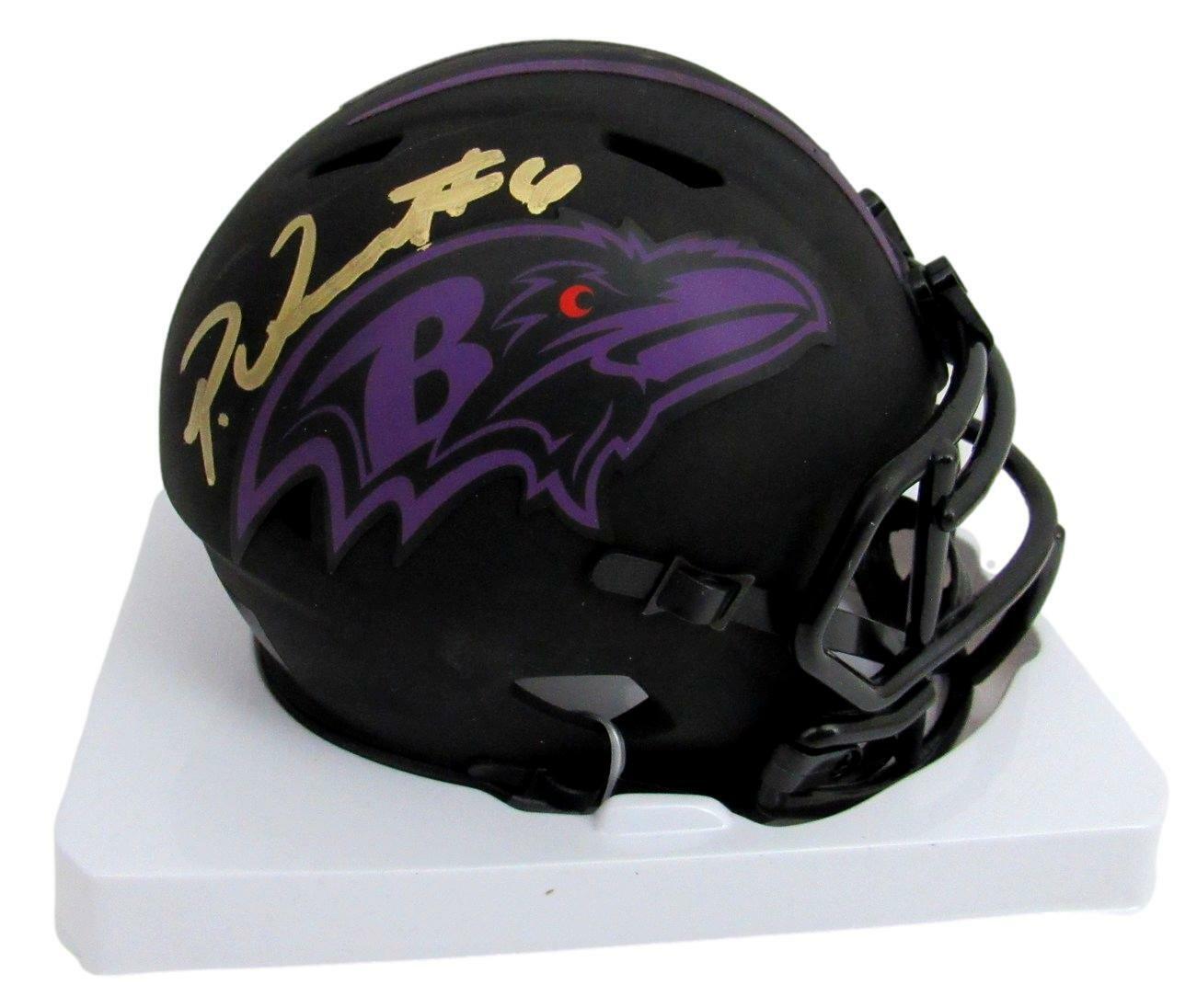 Patrick Queen Signed/Auto Ravens Black Lunar Eclipse Mini Helmet Beckett 164521