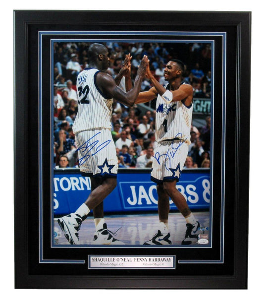 Shaquille Shaq O'Neal/Penny Hardaway Autographed 16x20 Photo Magic Framed JSA361