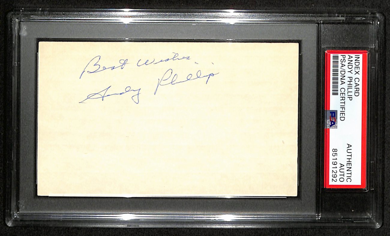 Andy Phillip HOF Signed/Auto 3x5 Index Card Philadelphia Warriors PSA/DNA 188563