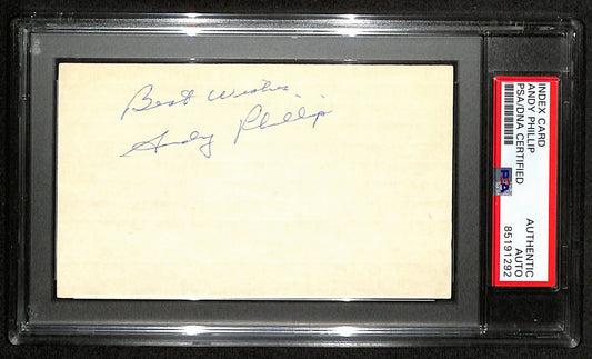 Andy Phillip HOF Signed/Auto 3x5 Index Card Philadelphia Warriors PSA/DNA 188563