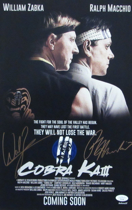 William Zabka/Ralph Macchio "Cobra Kai" Dual-Signed 11x17 Poster JSA 164810