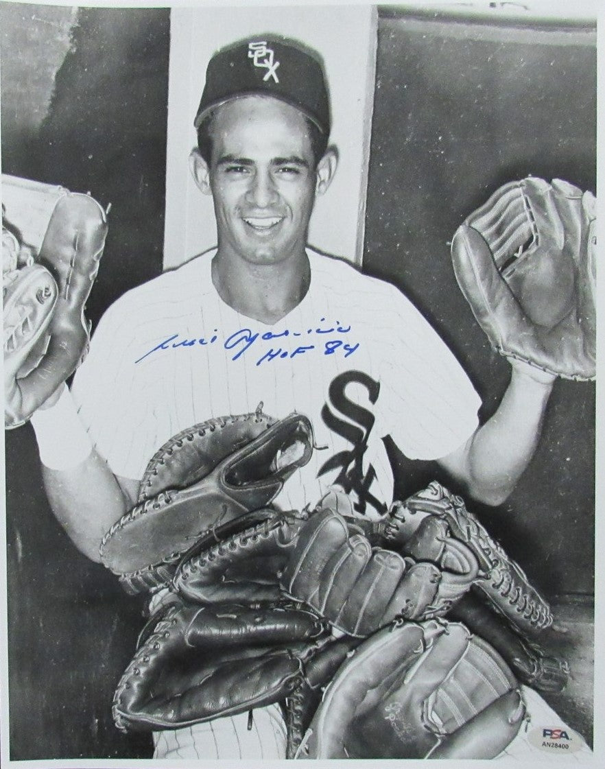 Luis Aparicio HOF Signed/Inscr 11x14 B/W Photo Chicago White Sox PSA/DNA 185310