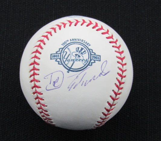 Doc Edwards Signed/Auto Yankees 100th OML Baseball JSA 186654