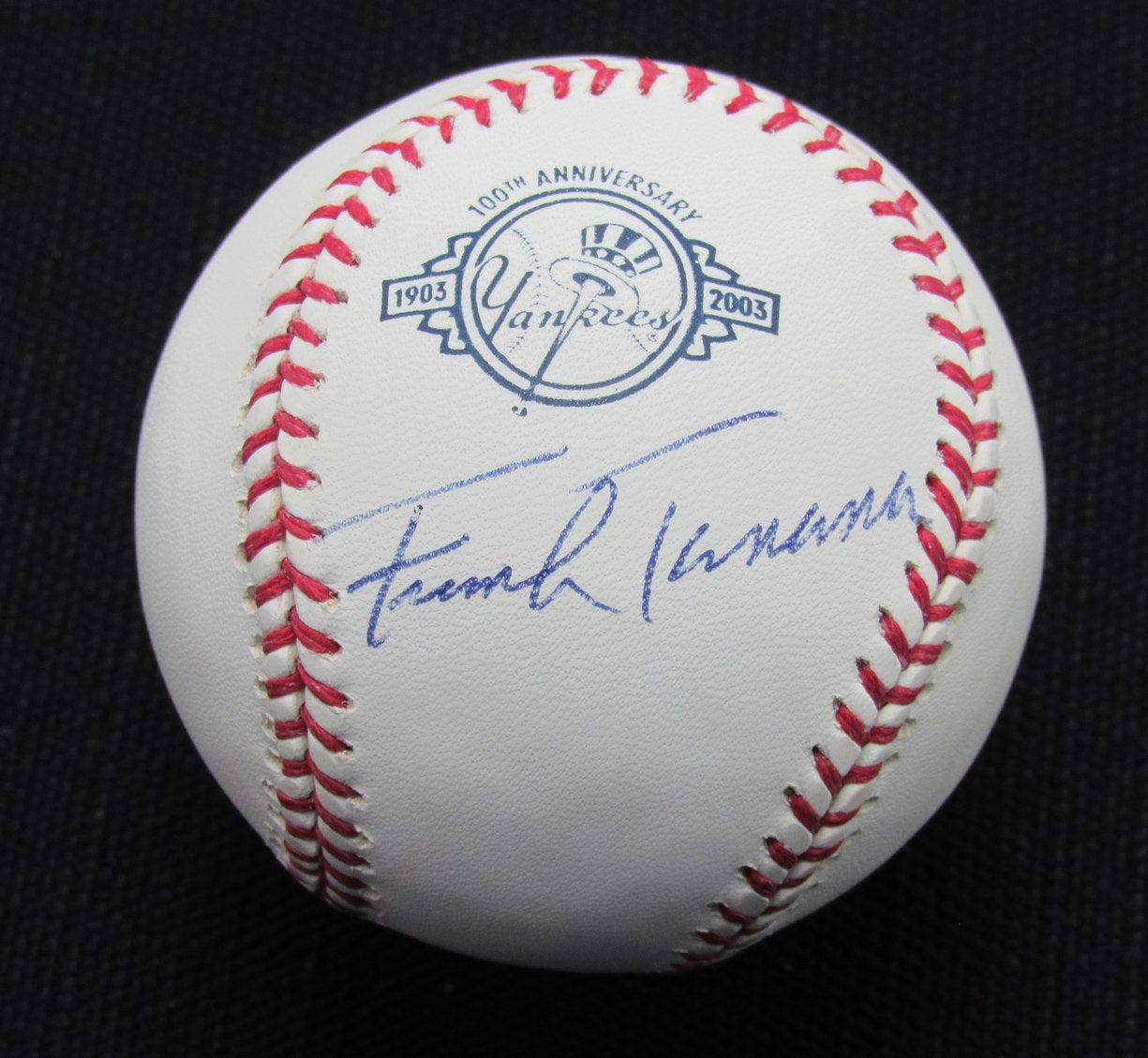 Frank Tanana Signed/Auto Yankees 100th OML Baseball JSA  186840
