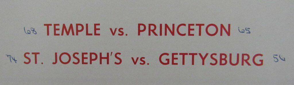 1959 Palestra Temple v Princeton St. Joe's v Gettysburg Ticket Program 144239