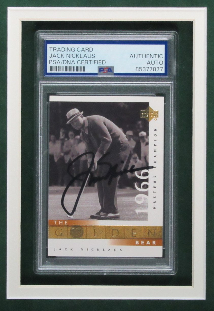 Jack Nicklaus Signed/Auto Trading Card with Photo Collage Framed PSA/DNA 192640