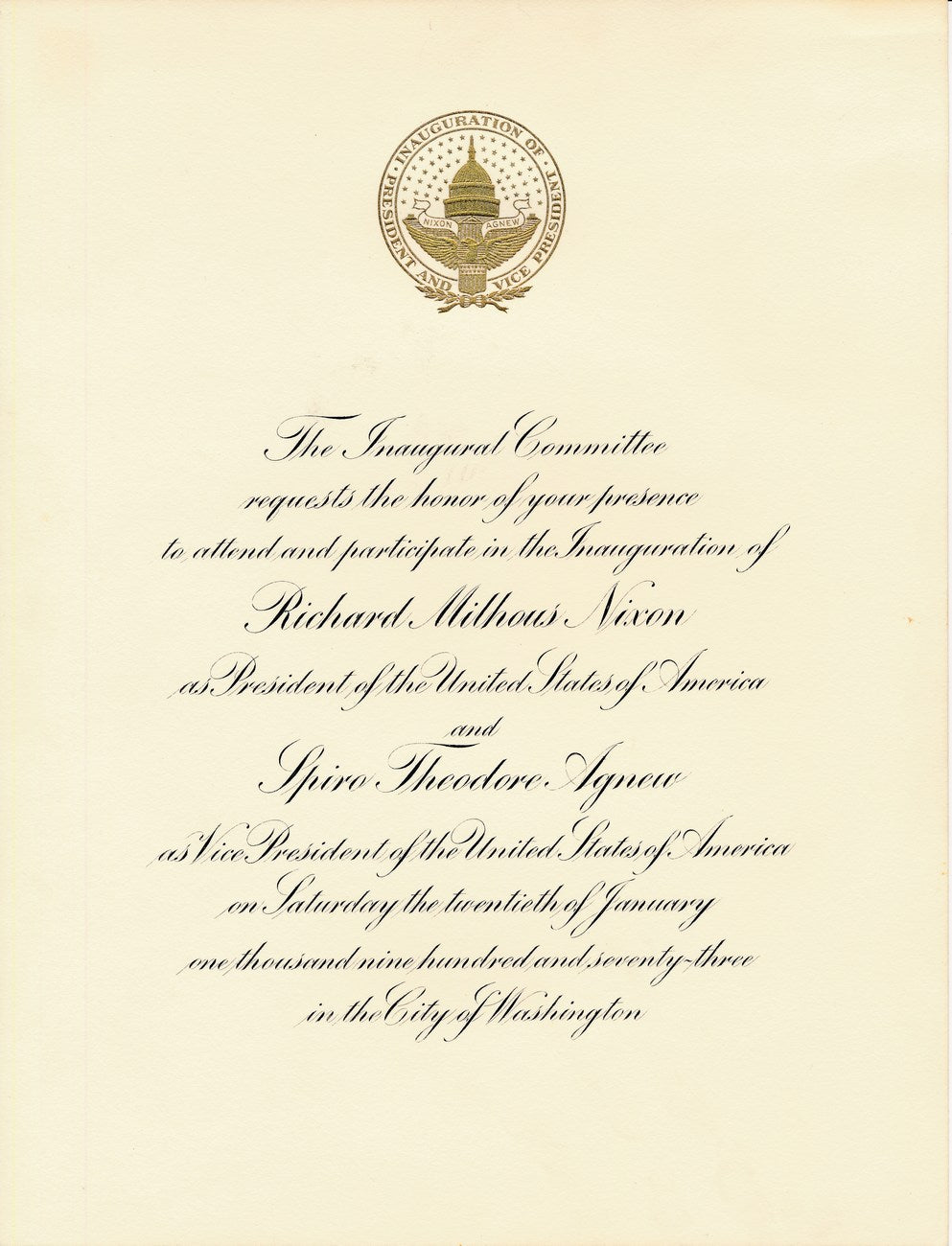 1973 Presidential Inauguration Program & Docs 1/20/1973 Richard Nixon 147383