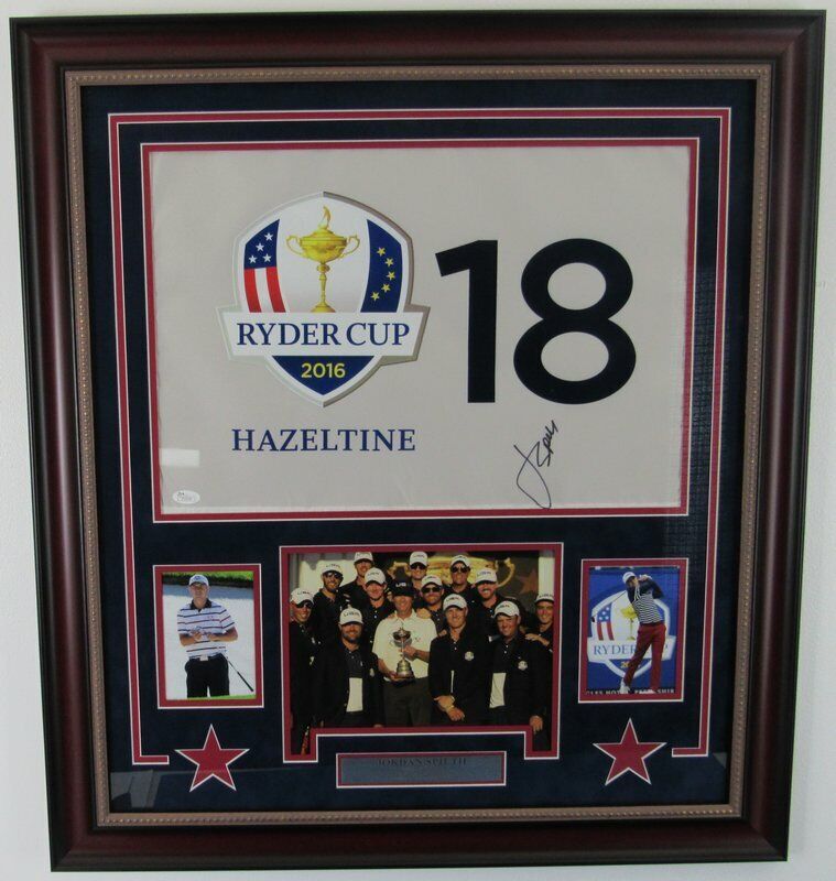 Jordan Speith Signed Hazeltine 2016 Ryder Cup Framed Pin Flag JSA 139689