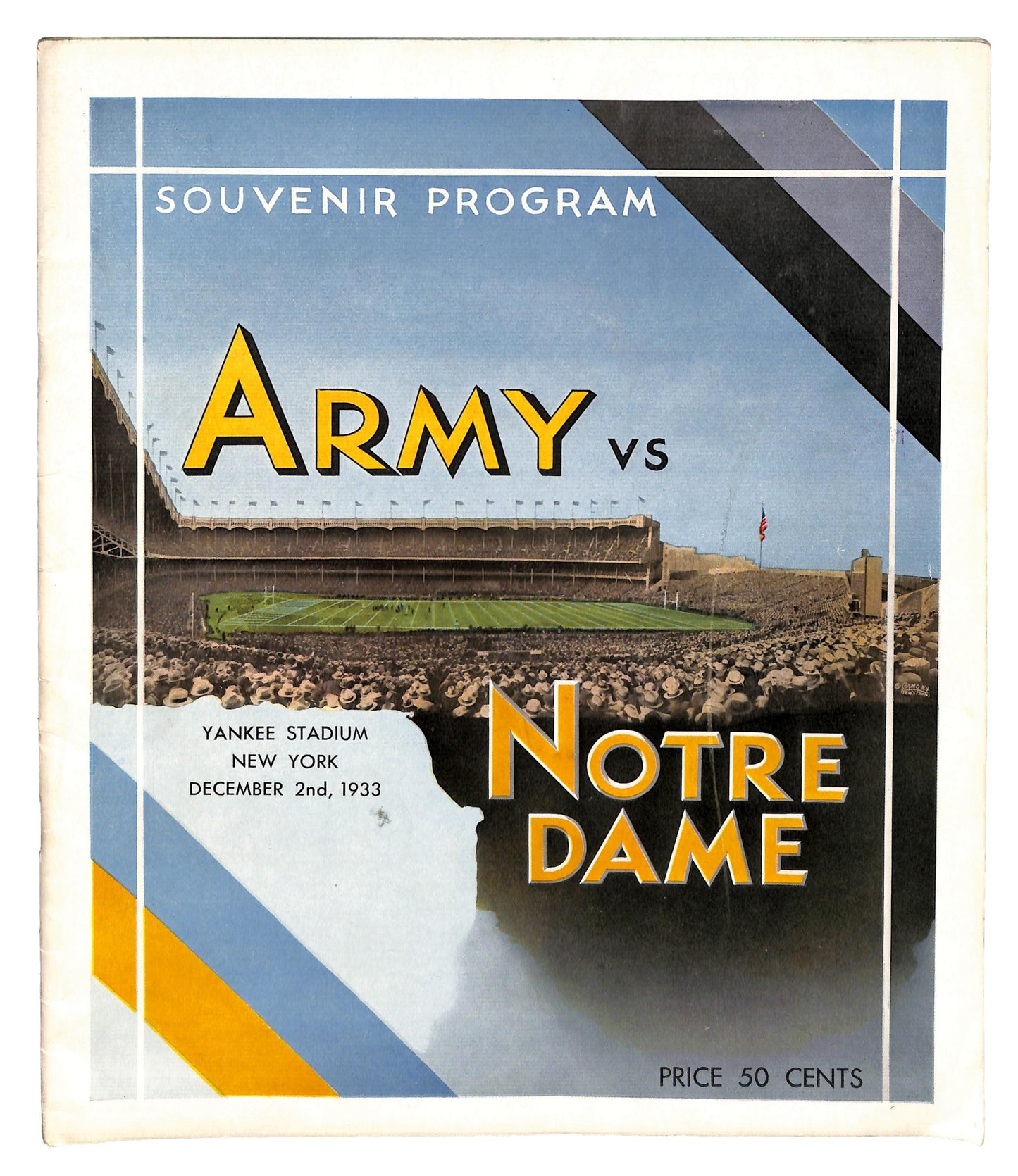 12/2/1933 Army vs. Notre Dame College Program 185793