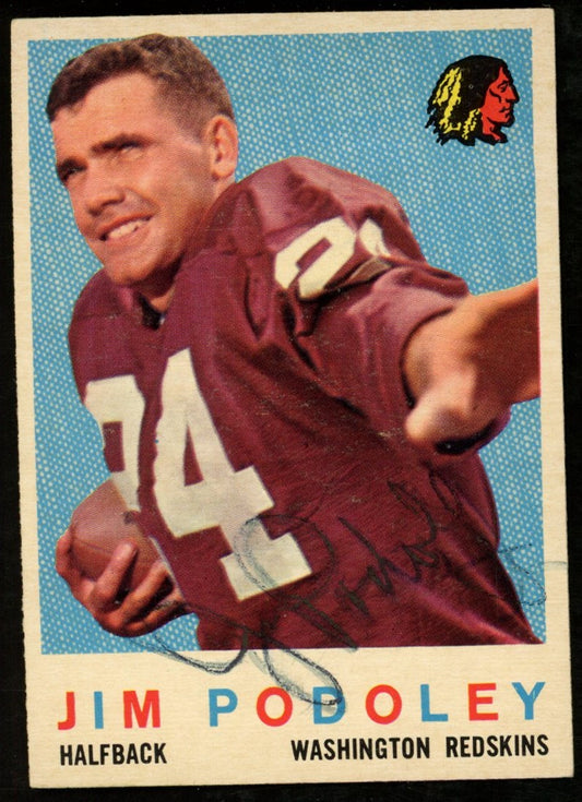 1959 TOPPS Football Card #165 Signed/Auto Jim Podoley Washington Redskins