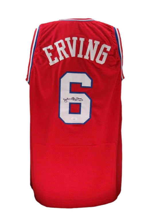 Julius Irving HOF Signed/Auto Red Custom Basketball Jersey 76ers JSA 193185