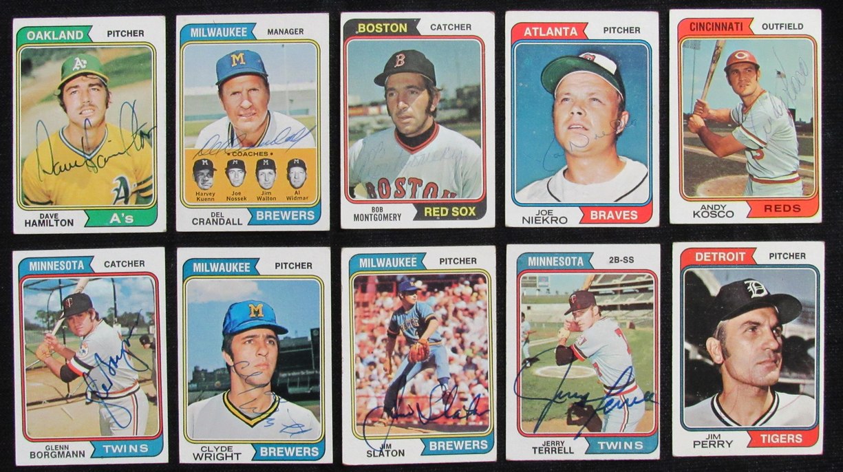 Lot of (37) Autographed 1974 Topps Baseball Cards Jim Perry, Phil Niekro 181388