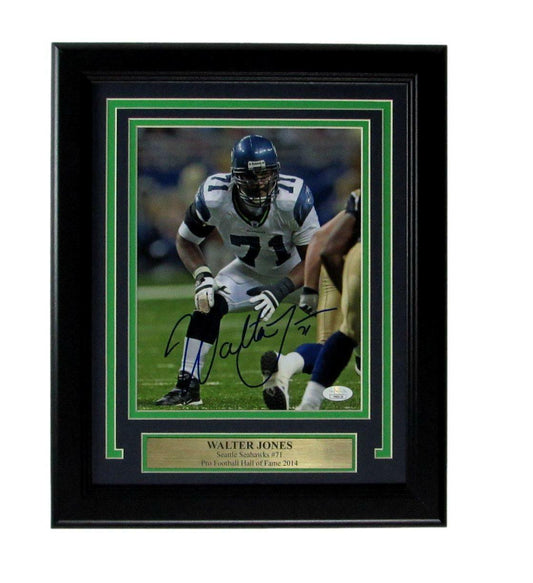 Walter Jones HOF Seahawks Signed/Autographed 8x10 Photo Framed JSA 166022