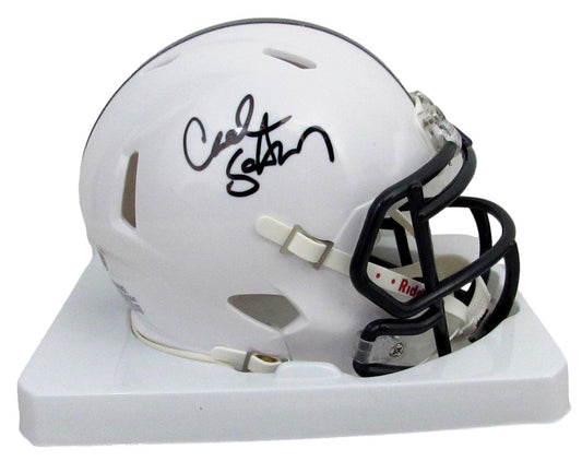 Cael Sanderson Signed/Auto White Penn State Mini Football Helmet JSA 193152