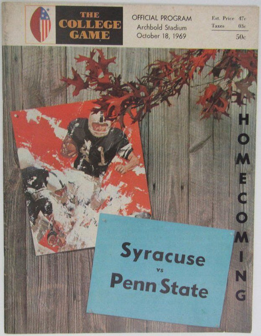 1969 Syracuse vs. Penn State Nittany Lions Football Program 137767