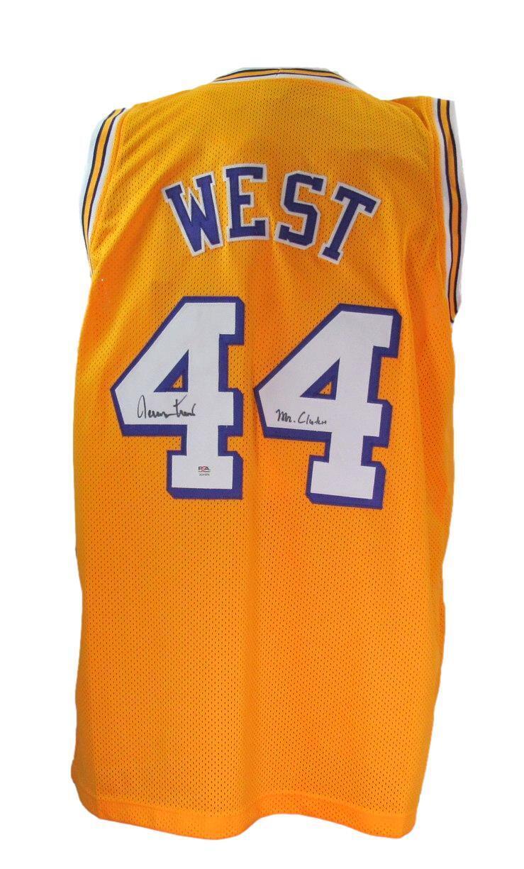 Jerry West HOF Autographed/Inscr Custom Basketball Jersey Lakers PSA/DNA 177734