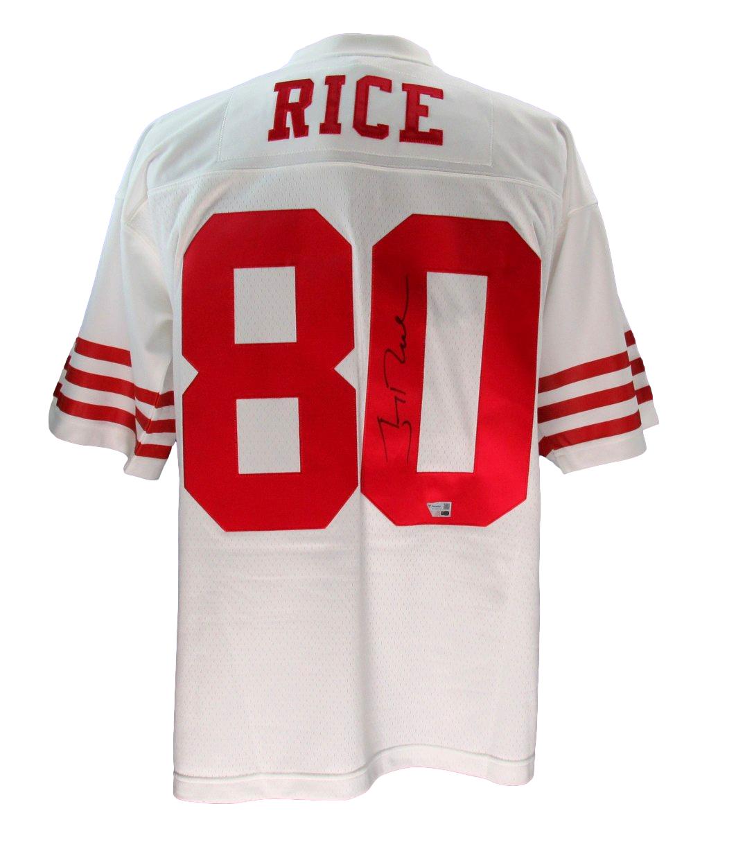 Jerry Rice HOF Autographed White Mitchell & Ness Football Jersey 49ers Fanatics