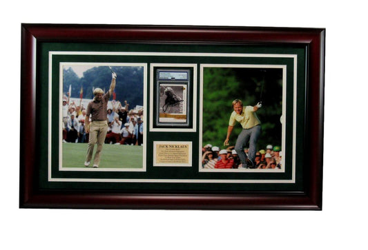 Jack Nicklaus Signed/Auto Trading Card with Photo Collage Framed PSA/DNA 192642