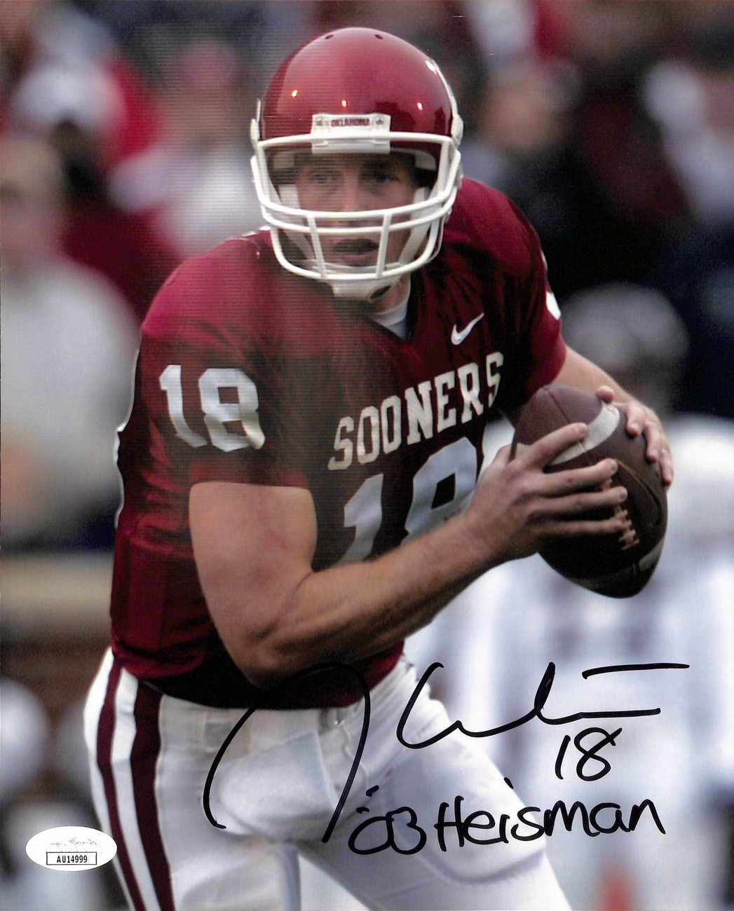 Jason White Signed/Inscribed 8x10 Photo Oklahoma 2003 Heisman JSA 190181