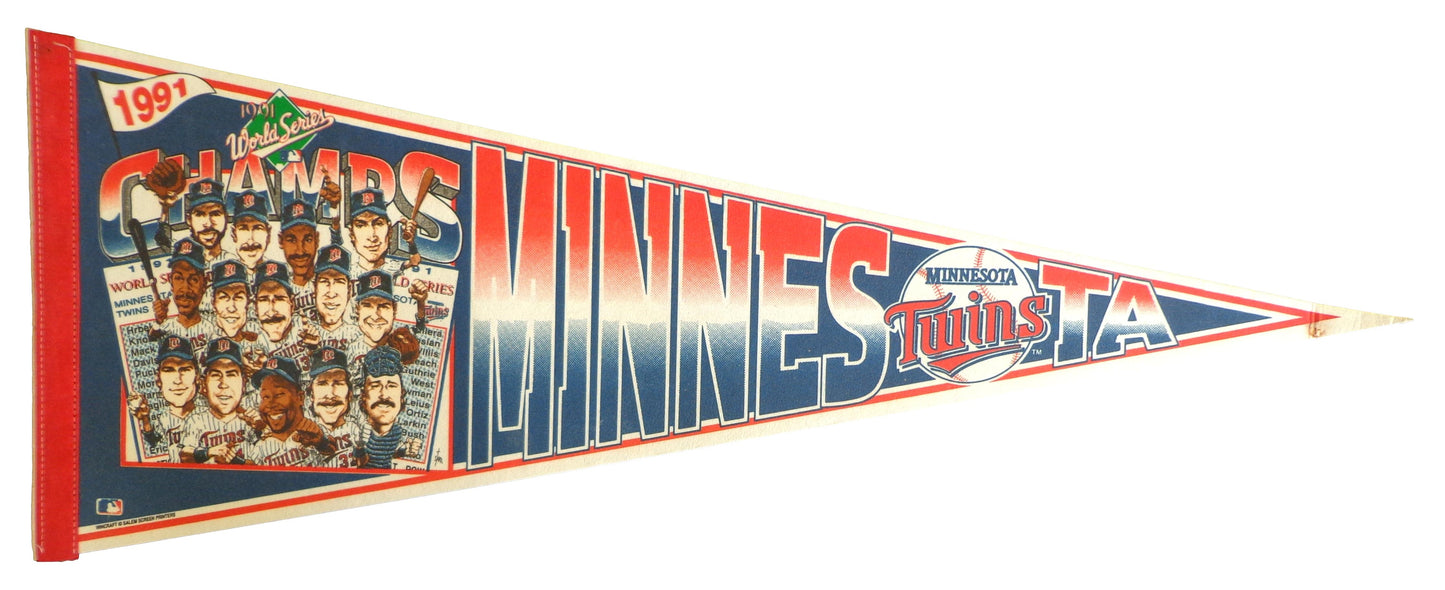 1991 Minnesota Twins World Series Champs Baseball 30x12 Felt Pennant