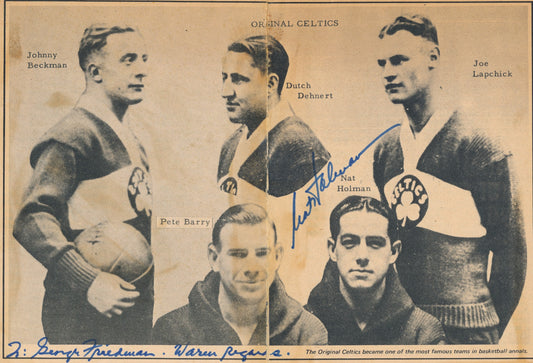 Nat Holman Autographed 9.5x6.5 B/W Photo Collage Boston Celtics JSA 171370