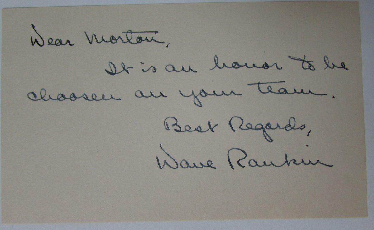 David Rankin Purdue Boilermakers  Signed Handwritten Note PSA/DNA 145045