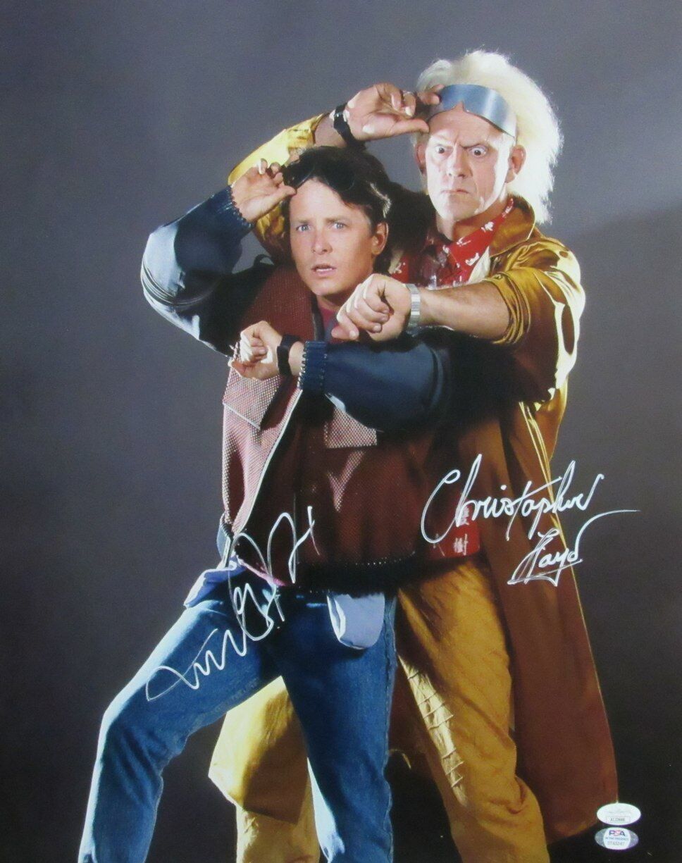 Michael J Fox/Christopher Lloyd Autographed 16x20 Photo "Back To The Future" JSA