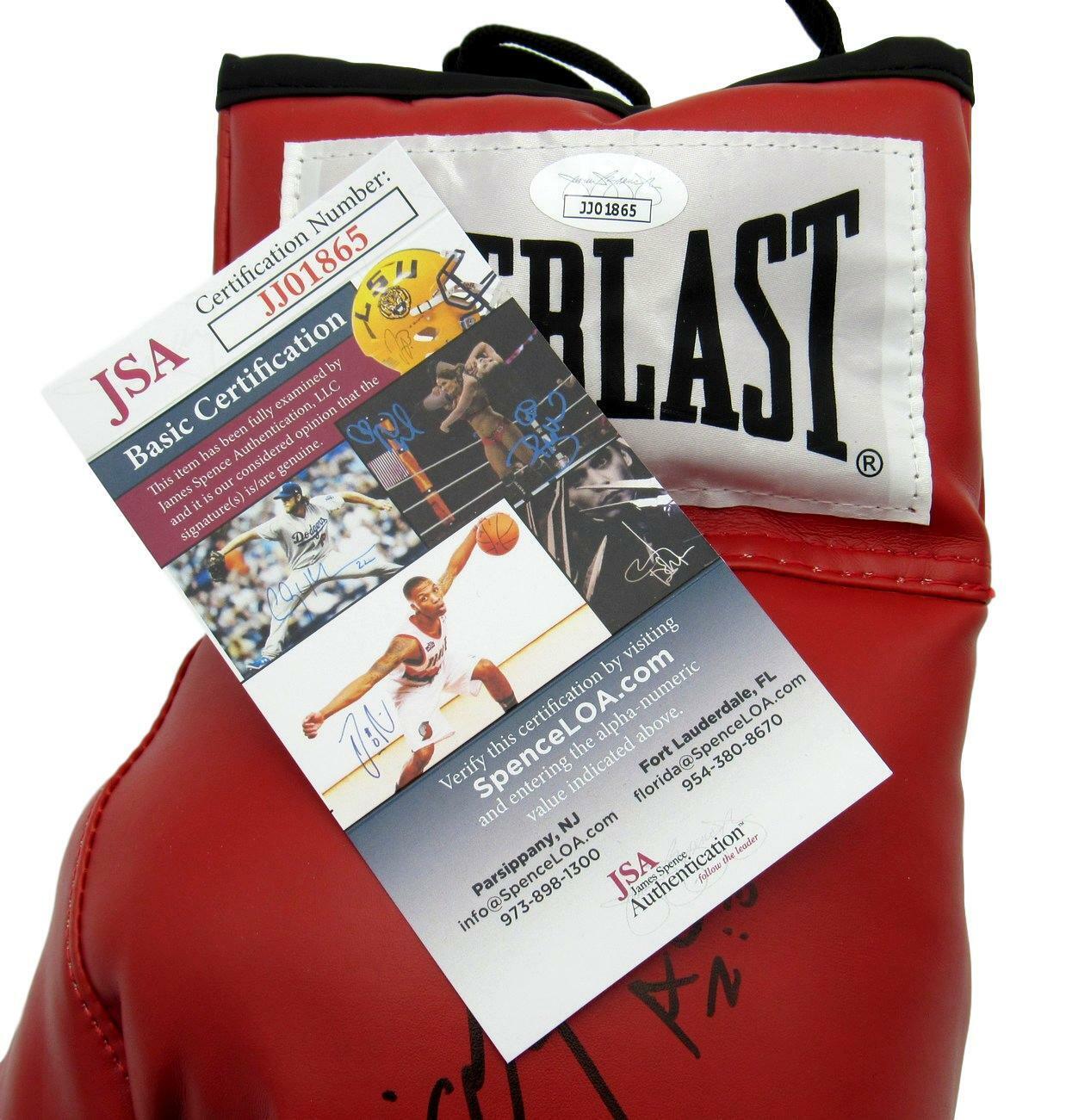 Angel Manfredy Boxing Signed/Inscr Everlast Red Left Boxing Glove JSA 154759