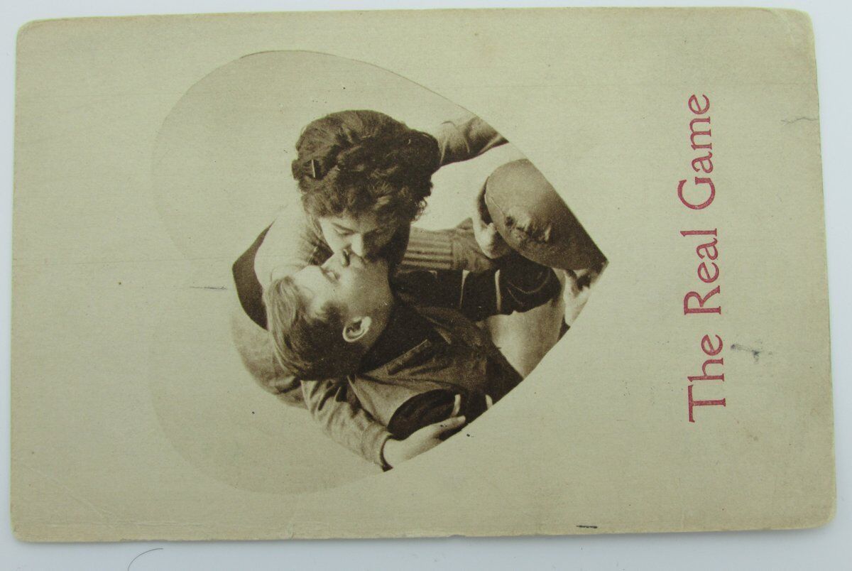 Vintage Postcard postmarked 1911 "The Real Game" Football Valentine 140024