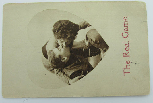 Vintage Postcard postmarked 1911 "The Real Game" Football Valentine 140024