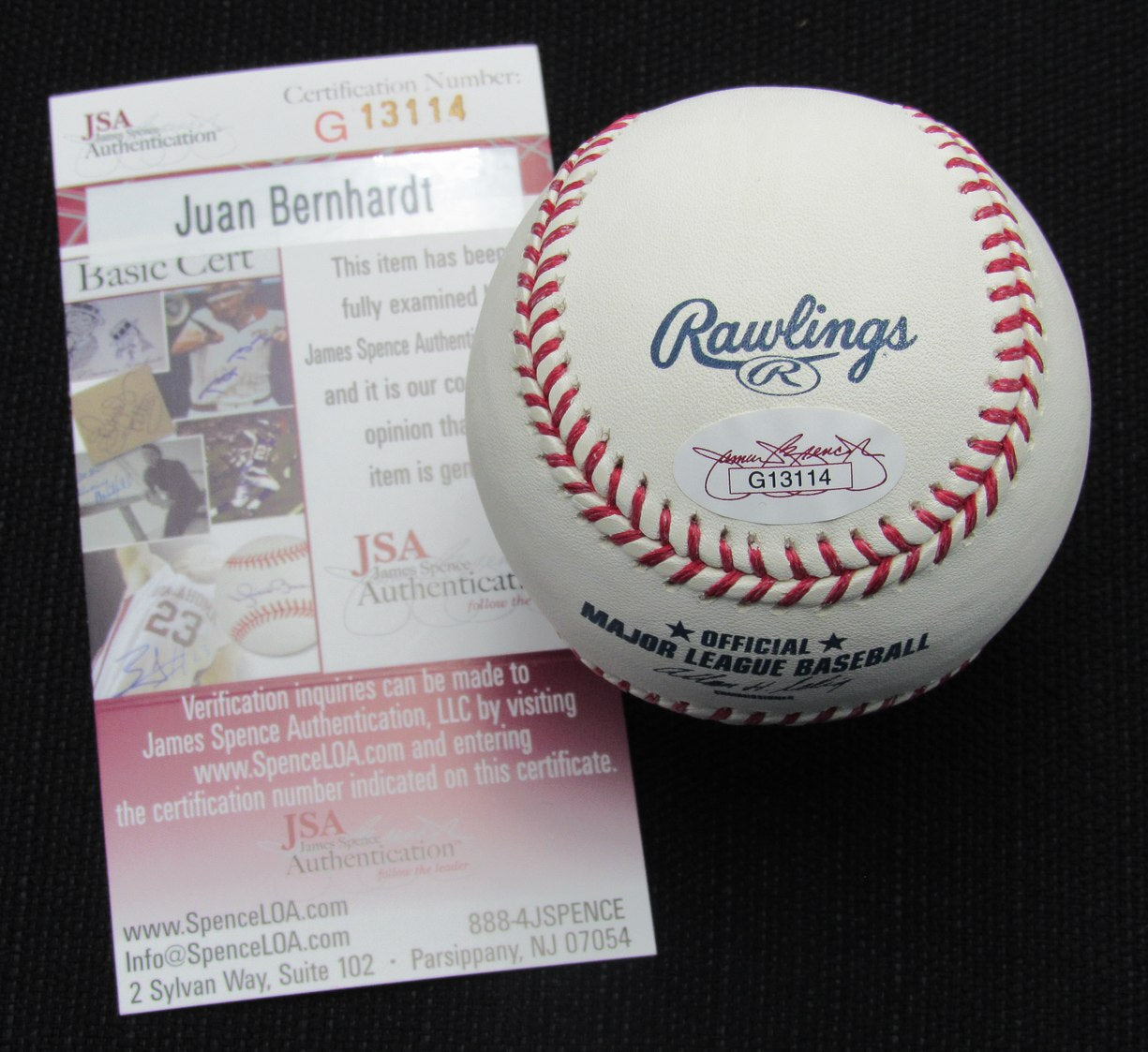 Juan Bernhardt Signed/Auto Yankees 100th OML Baseball JSA Inscr 186938