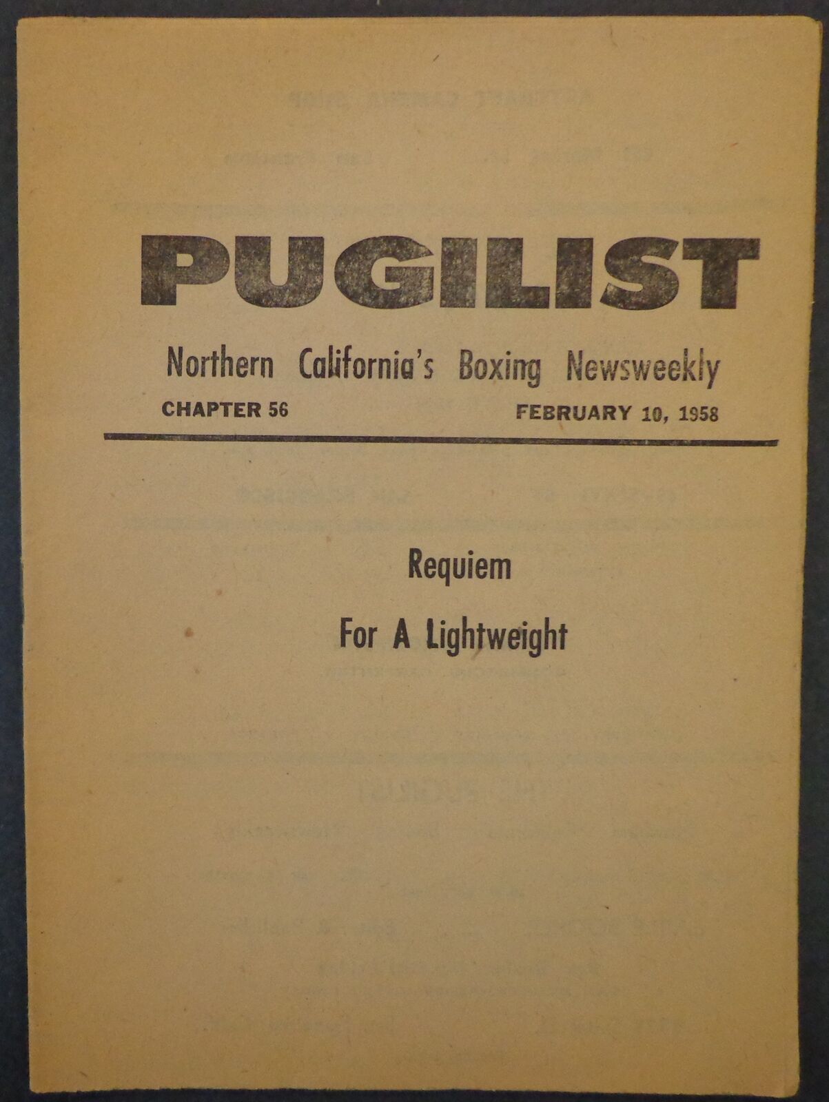 February 10, 1958 Pugilist Northern California's Boxing Magazine 179512