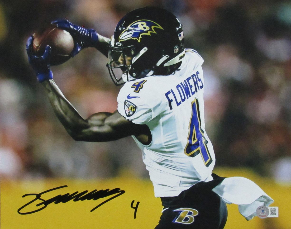 Zay Flowers Signed 11x14 Photo Baltimore Ravens Beckett 186125