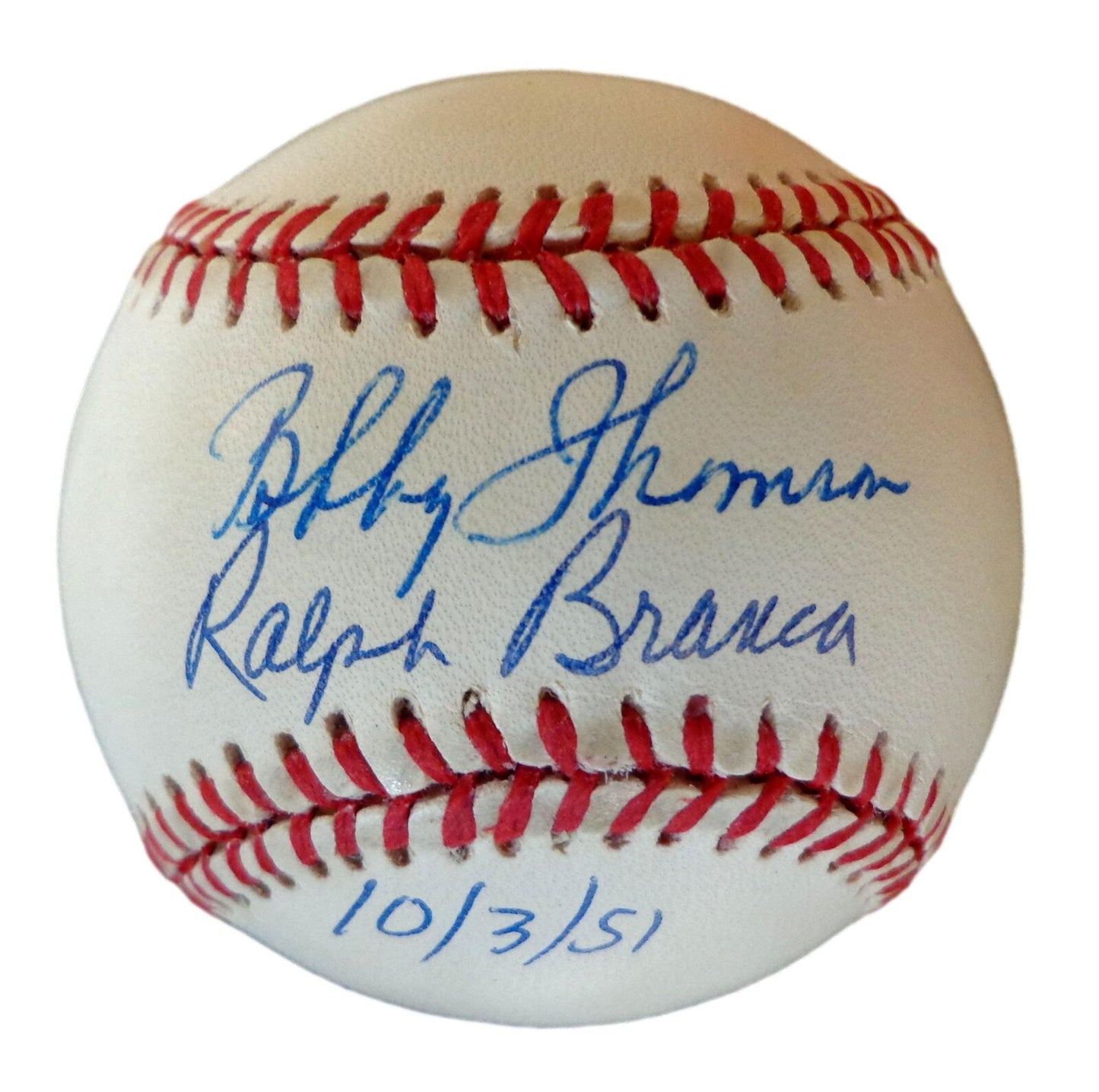 Bobby Thomson/Ralph Branca Dual-Autographed/Inscr ONL Baseball JSA 179833