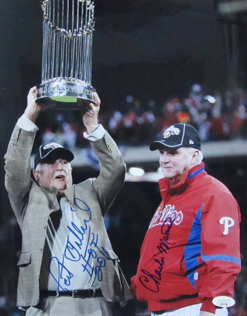 Pat Gillick/Charlie Manuel Dual-Autographed 11x14 Photo 2008 Phillies JSA 178302